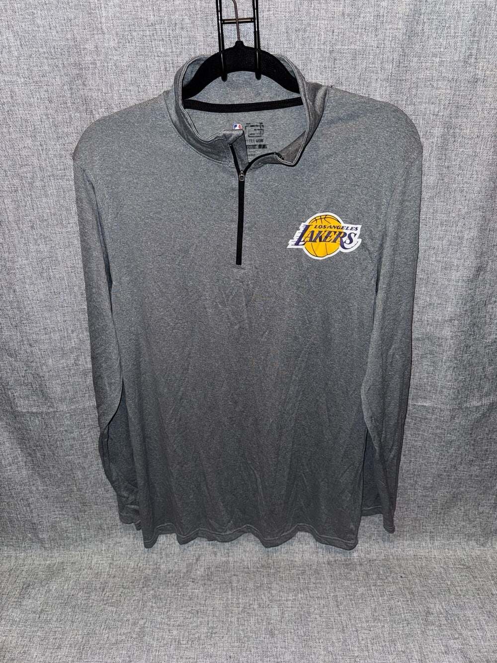 Ultra Game NBA Los Angeles Lakers Men's Heather Gray Quarter-Zip Long Sleeve Pul